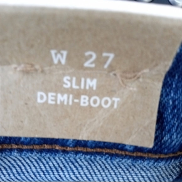 🆕 Madewell Blue Slim Demi Boot Frayed Raw Hem Jeans, Size 27, New - Picture 8 of 14